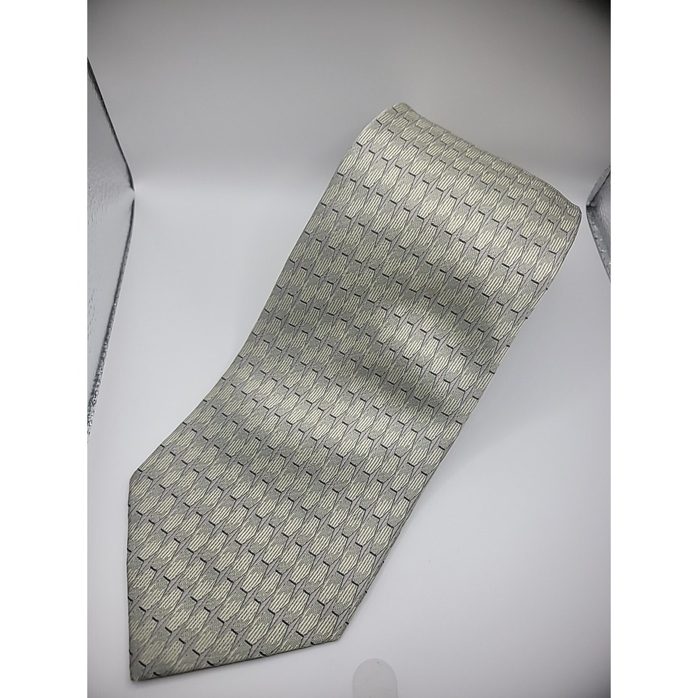 Belisi‎ Mens Designer Necktie Gold Tan Black Geometric 100% Silk Suit Tie